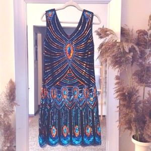 Kayamiya 1920's peacock sequin flapper dress